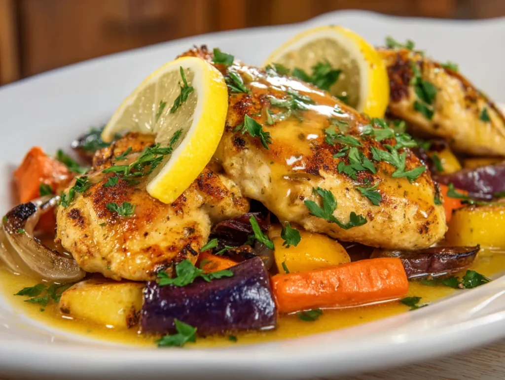 Lemon Garlic Chicken Breast: 4 Secrets To Restaurant Quality 4 Finished lemon garlic chicken breast served and ready to enjoy