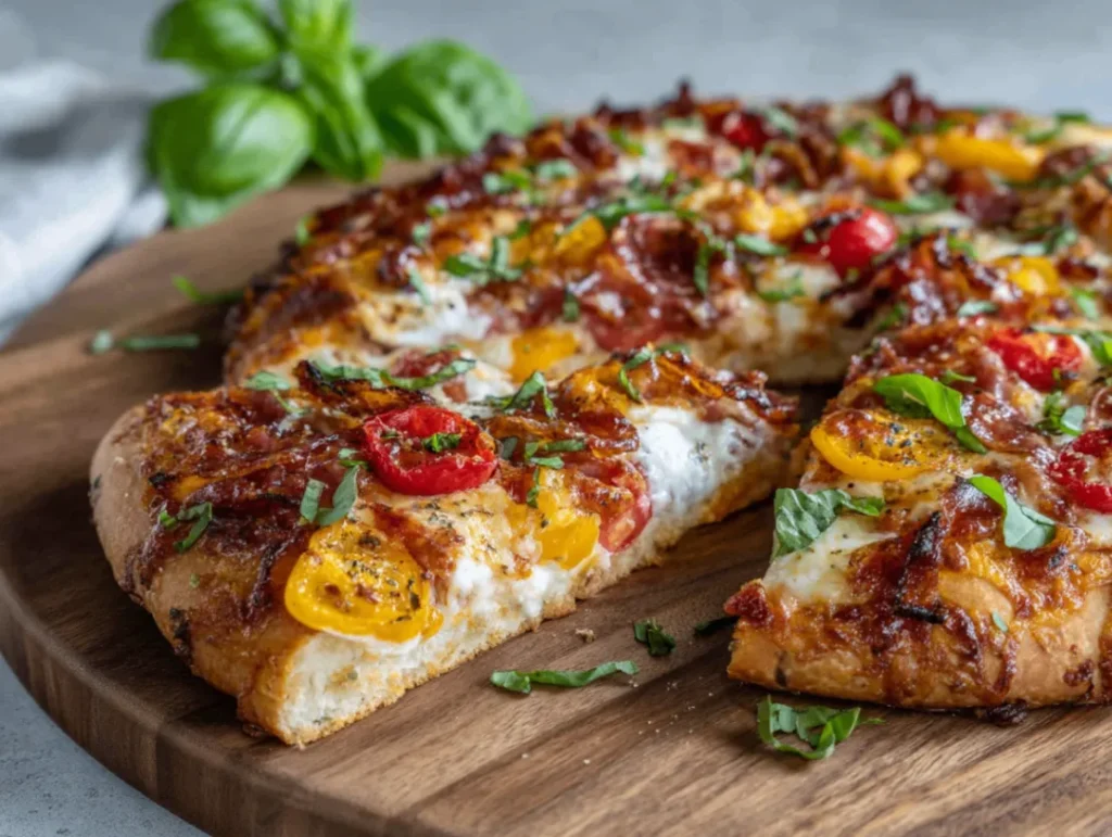 How to Create Restaurant-Quality Pizza Using Trader Joe's Ingredients 3 Finished Trader Joe's pizza recipe served and ready to enjoy