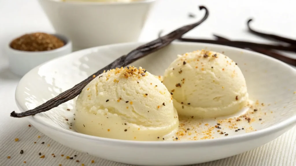 Best Vanilla Paste Recipe: A Must-Have for Bakers 3 A creamy dessert with visible vanilla bean specks, highlighting the rich, natural flavor and aesthetic appeal of using real vanilla paste.