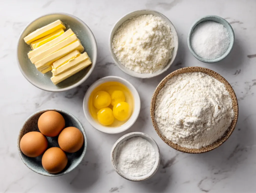 Golden Puffs Cereal: Everything You Need To Know 3 Ingredients for homemade golden puffs laid out on marble counter