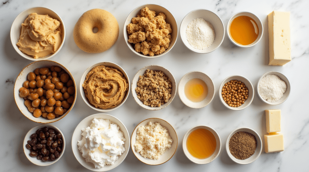 How to Make the Viral Crookie: A Must-Try Dessert Hybrid! 2 A flat lay of all the ingredients neatly arranged, featuring cookie dough and croissant dough, ready for baking.