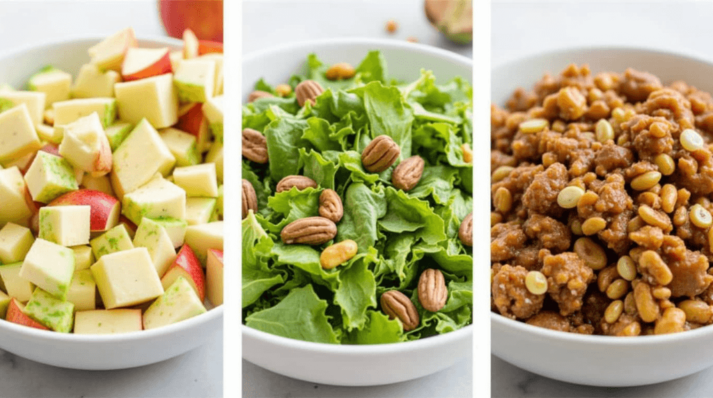 Arlington Chicken Salad Recipe: Fresh and Easy to Make 4 A split image showing different salad variations