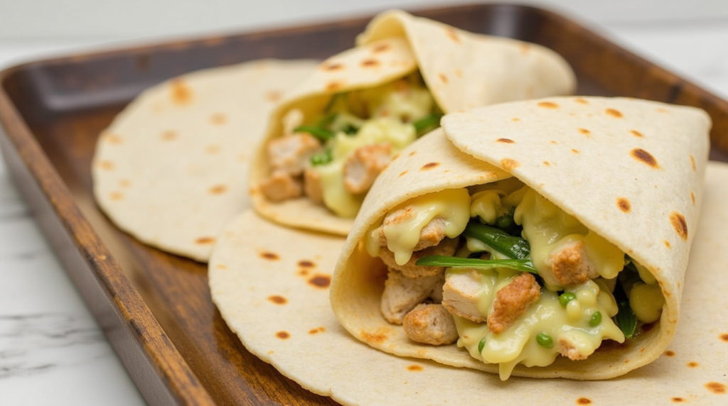 Cheesy garlic chicken wraps