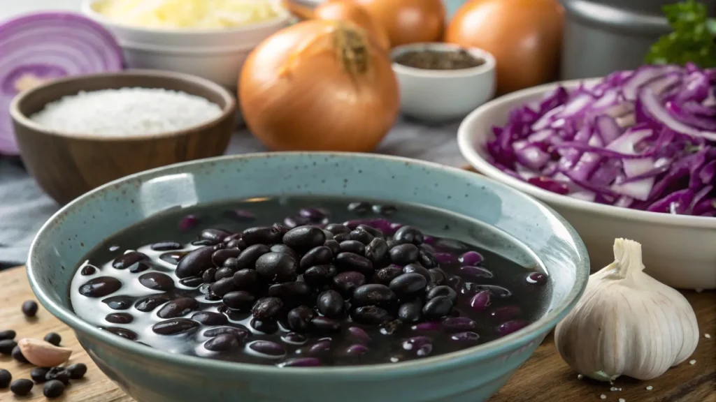 Easy Purple Black Bean Soup Recipe - Healthy & Delicious 2 How to prepare black beans for a delicious purple black bean soup recipe