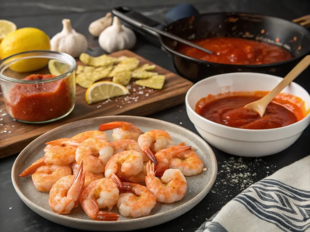 Buffalo Shrimp: 8 Add-Ins for Next-Level Party Platters 3 Crispy Buffalo shrimp being tossed in a spicy sauce in a mixing bowl.