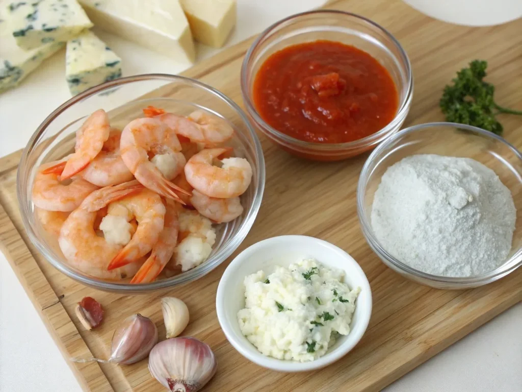 Buffalo Shrimp: 8 Add-Ins for Next-Level Party Platters 2 Crispy Buffalo shrimp tossed in spicy sauce, garnished with fresh herbs, and served with ranch dressing.