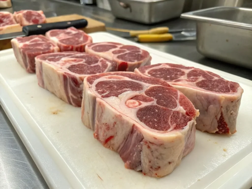 Beef Knuckle Bones: 10 Tasty Uses for Nutrient-Rich Meals 3 Fresh beef knuckle bones neatly arranged on a cutting board, ready for storage or cooking.